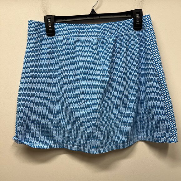 J. McLaughlin Blue White Athletic Skort With Side Pockets & Built-In Shorts  L - Picture 8 of 9